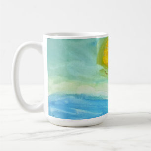 Whimsical Naive Art Sonnenlandschaft Kaffeetasse