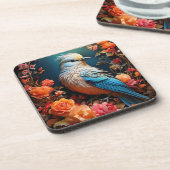 Whimsical Nature Blue Bird Getränkeuntersetzer (Linke Seite)