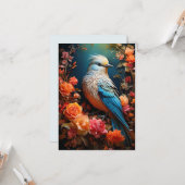 Whimsical Nature Blue Bird Karte (Vorderseite/Rückseite Beispiel)