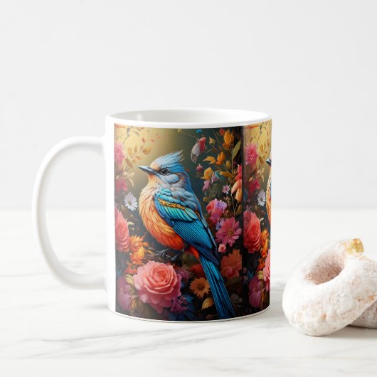 Whimsical Nature Blue Bird No. 4 Kaffeetasse (Mit Donut)
