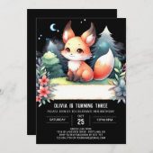 Whimsical Nature Fox Geburtstag digital Einladung (Vorne/Hinten)