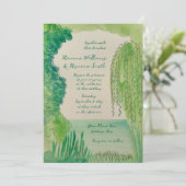 Whimsical Nature Hand Painted QR RSVP Wedding Einladung (Stehend Vorderseite)