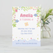 Whimsical Nature Kindergeburtstag Party Einladung (Stehend Vorderseite)