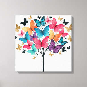 Whimsical Nature Schmetterling Baum des Lebens Leinwanddruck