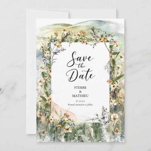 Whimsical Nature Wildblume Hochzeit Save The Date (Vorderseite)