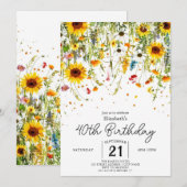 Whimsical Nature Wildblumen 40. Einladung (Vorne/Hinten)