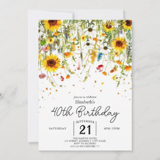 Whimsical Nature Wildblumen 40. Einladung