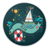 Whimsical Nautical Art Drawer Knobs Keramikknauf (Vorderseite)