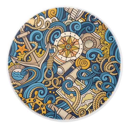 Whimsical Nautical Art Drawer Knobs Keramikknauf (Vorderseite)