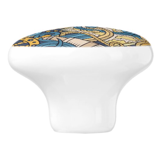 Whimsical Nautical Art Drawer Knobs Keramikknauf (Seitenansicht)