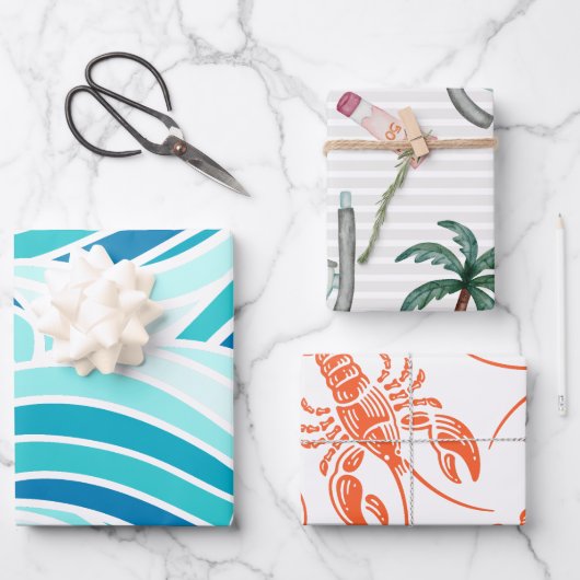 Whimsical Nautical Beach gepflegt Geschenkpapier Set (Vorderseite)