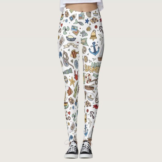 Whimsical Nautical, Coastal Design Leggings (Vorderseite)