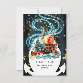 Whimsical Nautical Pirate Ship zum Geburtstag Dankeskarte