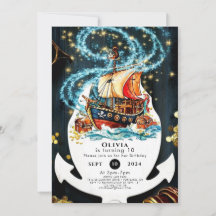 Whimsical Nautical Pirate Ship zum Geburtstag
