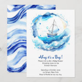 Whimsical Nautical Watercolor Boy Babydusche Einladung (Vorne/Hinten)
