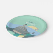Whimsical Nautical Whale Tintenfisch Green Baby Du Pappteller (Schrägansicht)