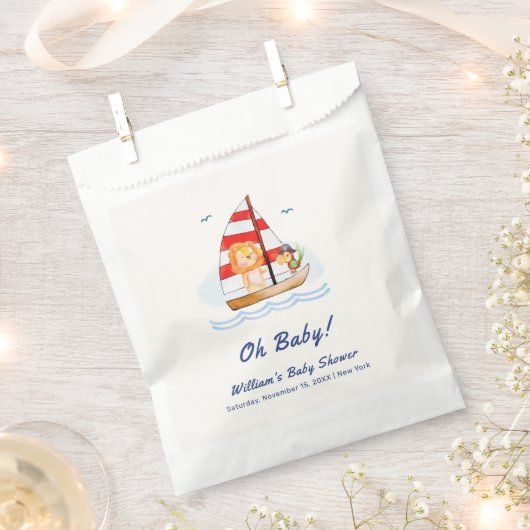 Whimsical Nautical Wild Lion Sailboat Babydusche Geschenktütchen (Ausgeschnitten)