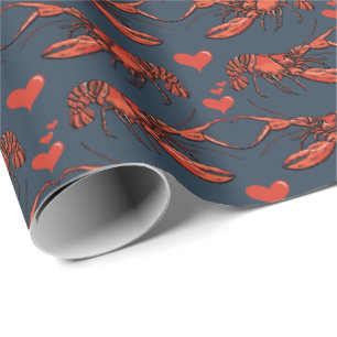 Whimsical Navy Blue Du bist mein Hummer Romantik Geschenkpapier