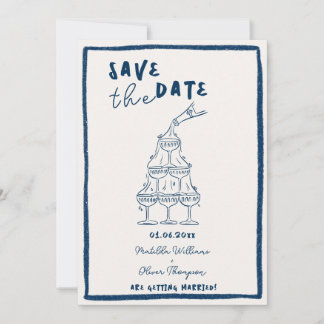 Whimsical Navy Blue Save the Date Einladung