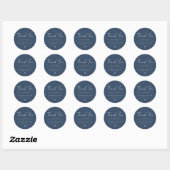 Whimsical Navy Blue Script Danke Hochzeit Runder Aufkleber (Blatt)