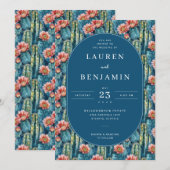 Whimsical Navy Botanical Cactus Einladung (Vorne/Hinten)