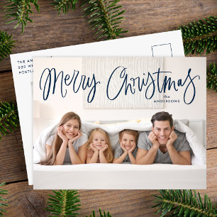 Whimsical Navy Script Frohe Weihnachten 2 Foto