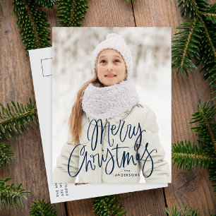 Whimsical Navy Script Frohe Weihnachten 2 Foto