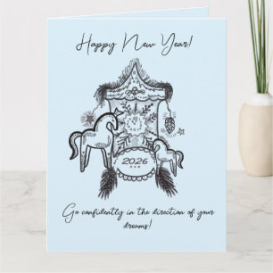 Whimsical Neujahr-Zodiak-Pferd-Laternenkunst Karte