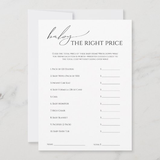 Whimsical Neutral Baby Dusche die richtige Preiska Einladung (Vorderseite)