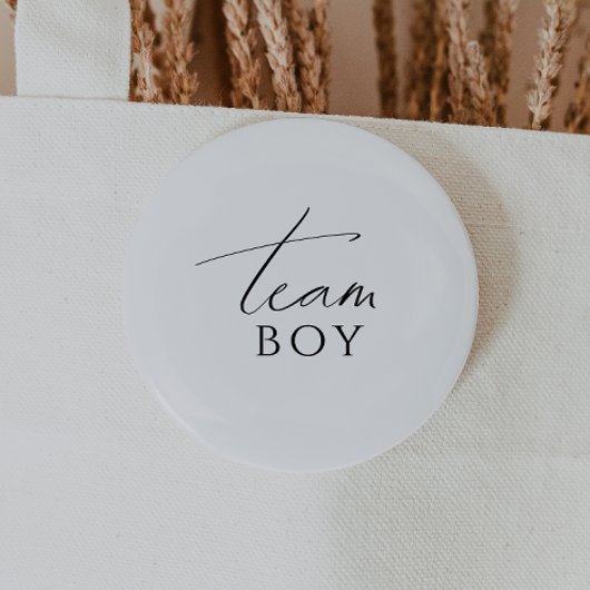 Whimsical Neutral Gender Reveal Team Boy Button