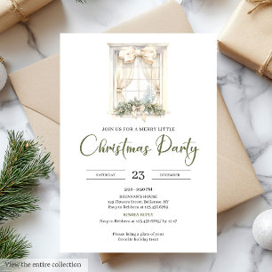 Whimsical Neutral Sage Beige Weihnachtsfeier Einladung