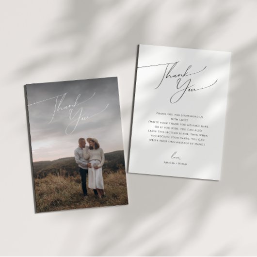 Whimsical Neutral Vertikal Foto Babydusche Dankeskarte