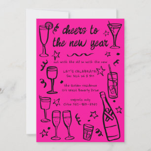 Whimsical NEW YEAR Party Cocktail Drinks nach Maß Einladung