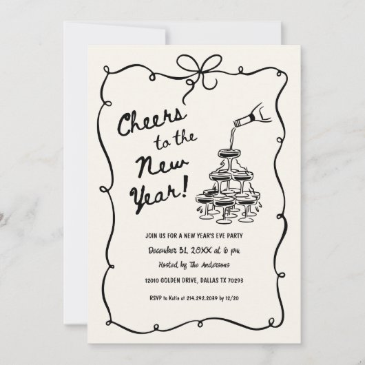 Whimsical New Year's Eve Party Einladung (Vorderseite)