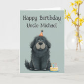 Whimsical Newfoundland Dog Birthday Card Karte (Gelbe Blume)