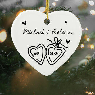 Whimsical Newlywed First Christmas Ornament