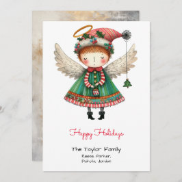 Whimsical Niedlich Angel Illustration Happy Feiertagskarte