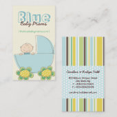 Whimsical Niedlich Baby Boy in Blue Pram Moderne E Visitenkarte (Vorne/Hinten)