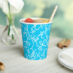 Whimsical Niedlich Blue Bows Muster Baby Dusche Pappbecher