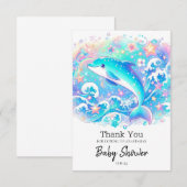 Whimsical Niedlich Delphin Baby Dusche Dankeskarte (Vorne/Hinten)