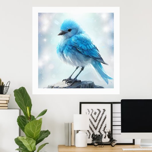 *~* Whimsical Niedlich Detailed Blue Bird AP54 Art Poster (Heimbüro)