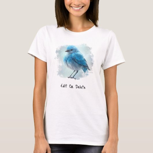 *~* Whimsical Niedlich Detailed Blue Bird AP54 Art T-Shirt (Vorderseite)