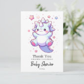 Whimsical Niedlich Dinosaur Baby Dusche Dankeskarte (Stehend Vorderseite)