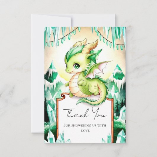 Whimsical Niedlich Dragon Baby Dusche Dankeskarte (Vorderseite)