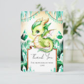 Whimsical Niedlich Dragon Baby Dusche Dankeskarte (Stehend Vorderseite)