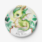 Whimsical Niedlich Dragon Baby Dusche Pappteller (Vorderseite)