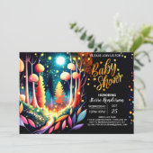 Whimsical Niedlich Editable Fireflies Babydusche Einladung (Stehend Vorderseite)