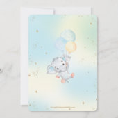 Whimsical Niedlich Elephant Balloons Baby Shower B Einladung (Rückseite)