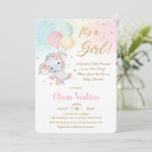 Whimsical Niedlich Elephant Balloons Baby Shower G Einladung (Stehend Vorderseite)