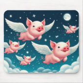 Whimsical Niedlich Flying Schweine in Sternenhimme Mousepad (Vorne)